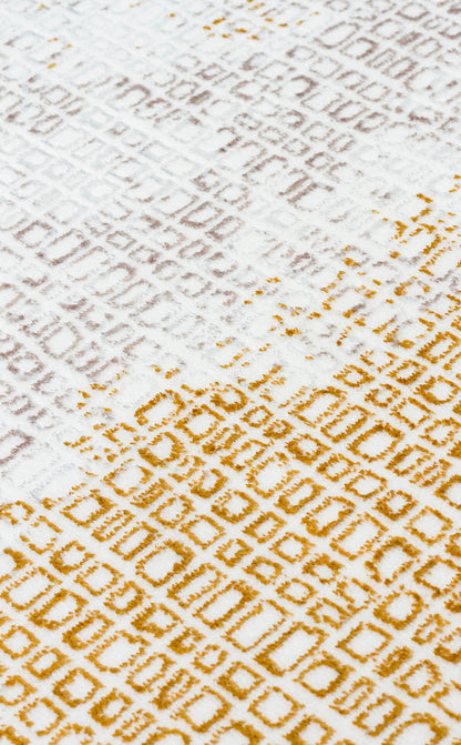 ST 108 CREAM GOLD  - SATEEN - Yıkanabilir Kaymaz Tabanlı Hav Vermez Sık Dokuma Modern Halı