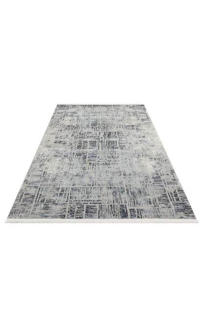 LGS 15 GREY BLUE  - LAGOS - Hav Toz Vermez Eskitme Desenli Modern Makine Halısı