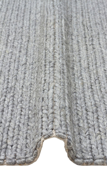 BASKETWEAVE GREY  - JADE - Naturel Kazak Örgü Desenli El Dokuma Örgü Halı
