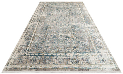 FRESCO XW FS 29 Krem Mavi - Işıltılı Dokuma Bambu Viskon Salon Halısı