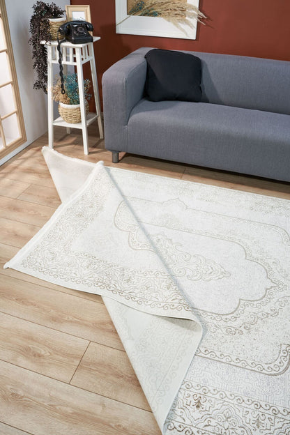 Riena 1122 Latte - Akrilik Polyester Halı | Kaymaz Tabanlı Dekoratif Halı