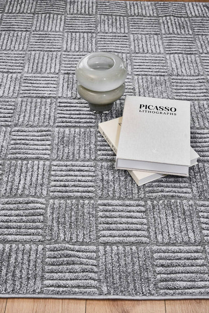  Anemon 6824 Gri - Polyester Dokuma Halı | İskandinav Salon Halısı