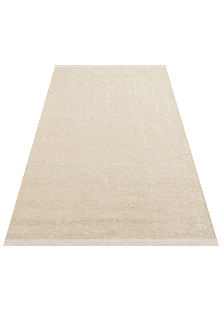 Liza LIZ 02 Bej - Düz Pamuk Dokulu Kilim Kaymaz Tabanlı, Yıkanabilir, Modern Uzun Ömürlü Kilim