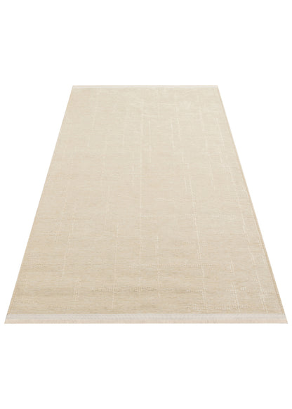 Liza LIZ 02 Bej - Düz Pamuk Dokulu Kilim Kaymaz Tabanlı, Yıkanabilir, Modern Uzun Ömürlü Kilim