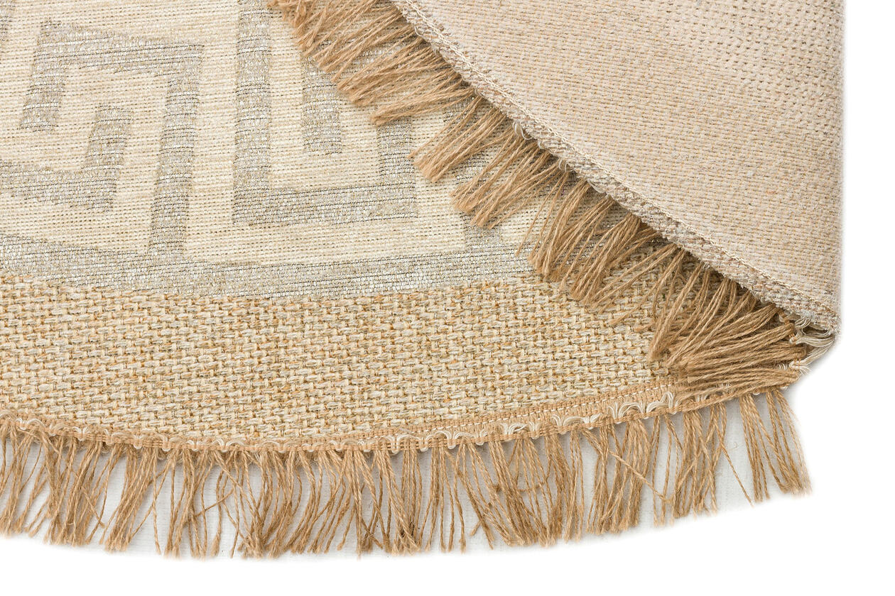 BRK 11 NATURAL WHITE Q  - BROOKLYN - Hasır Görünümlü Kaymaz Renkli Dokuma Modern Kilim