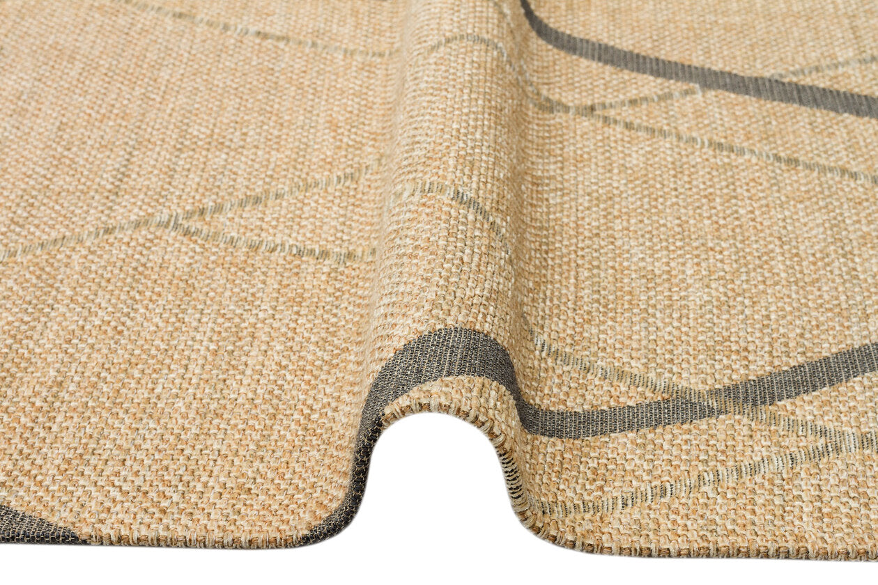 BRK 05 NATURAL GREY  - BROOKLYN - Hasır Görünümlü Kaymaz Renkli Dokuma Modern Kilim