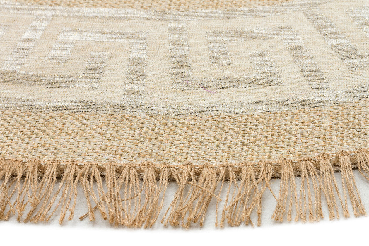 BRK 11 NATURAL WHITE Q  - BROOKLYN - Hasır Görünümlü Kaymaz Renkli Dokuma Modern Kilim