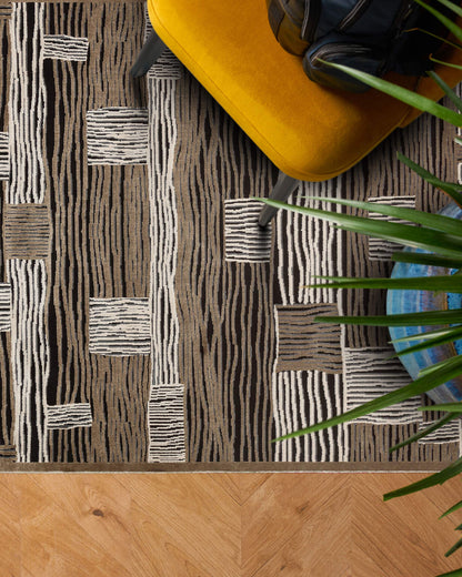 ST 16 BLACK VIZON XW  - SATEEN - Hav Toz Vermez Yıkanabilir Kaymaz İnce Dokuma Modern Halı 
