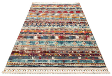 PR 03 MULTY  - PETRA - Hav Toz Vermez Etnik ve Modern Desenli Renkli Saçaklı Halı 