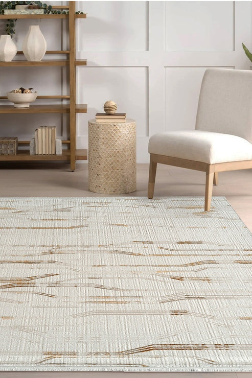 Çınar Mira CY04A Bej Krem Modern Salon ve Oturma Odası Halısı