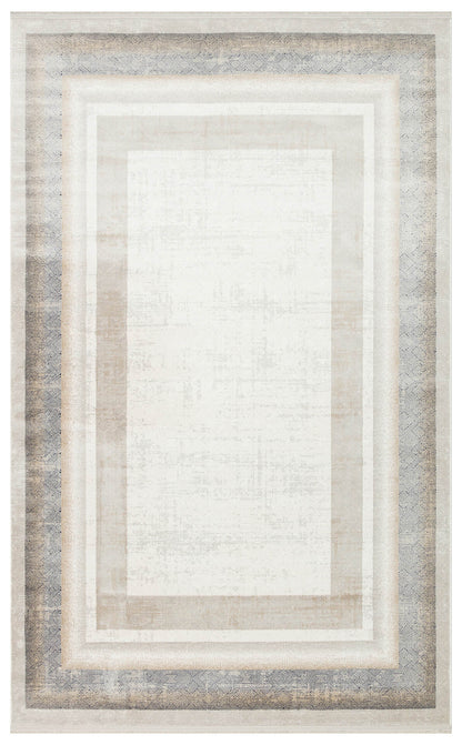 Padona PDN 08 Krem Gri - Extra Yumuşak Dokulu Sık Dokuma Modern Eskitme Desenli Halı