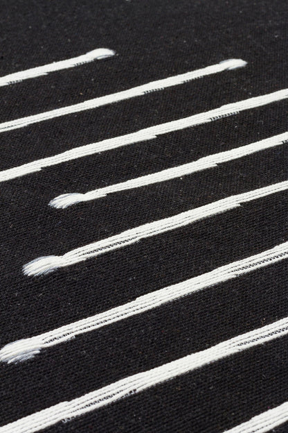 Arya AR 15 Siyah - Yıkanabilir Çift Taraflı Modern Dokuma Kilim