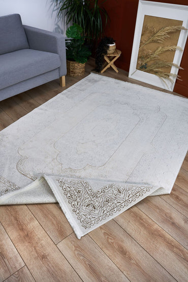Riena 1122 Latte - Akrilik Polyester Halı | Kaymaz Tabanlı Dekoratif Halı