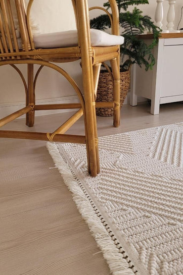 Havana 8591 Ekru - Polyester Dokuma Halı | Modern Salon Halısı