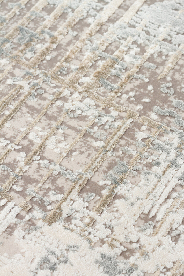 FRESCO XW FS 36 Krem Bej - Eskitme Dokulu Işıltılı Salon Halısı