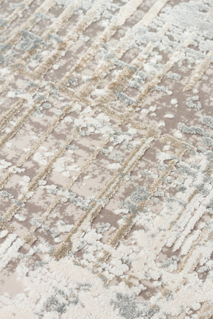 FRESCO XW FS 36 Krem Bej - Eskitme Dokulu Işıltılı Salon Halısı