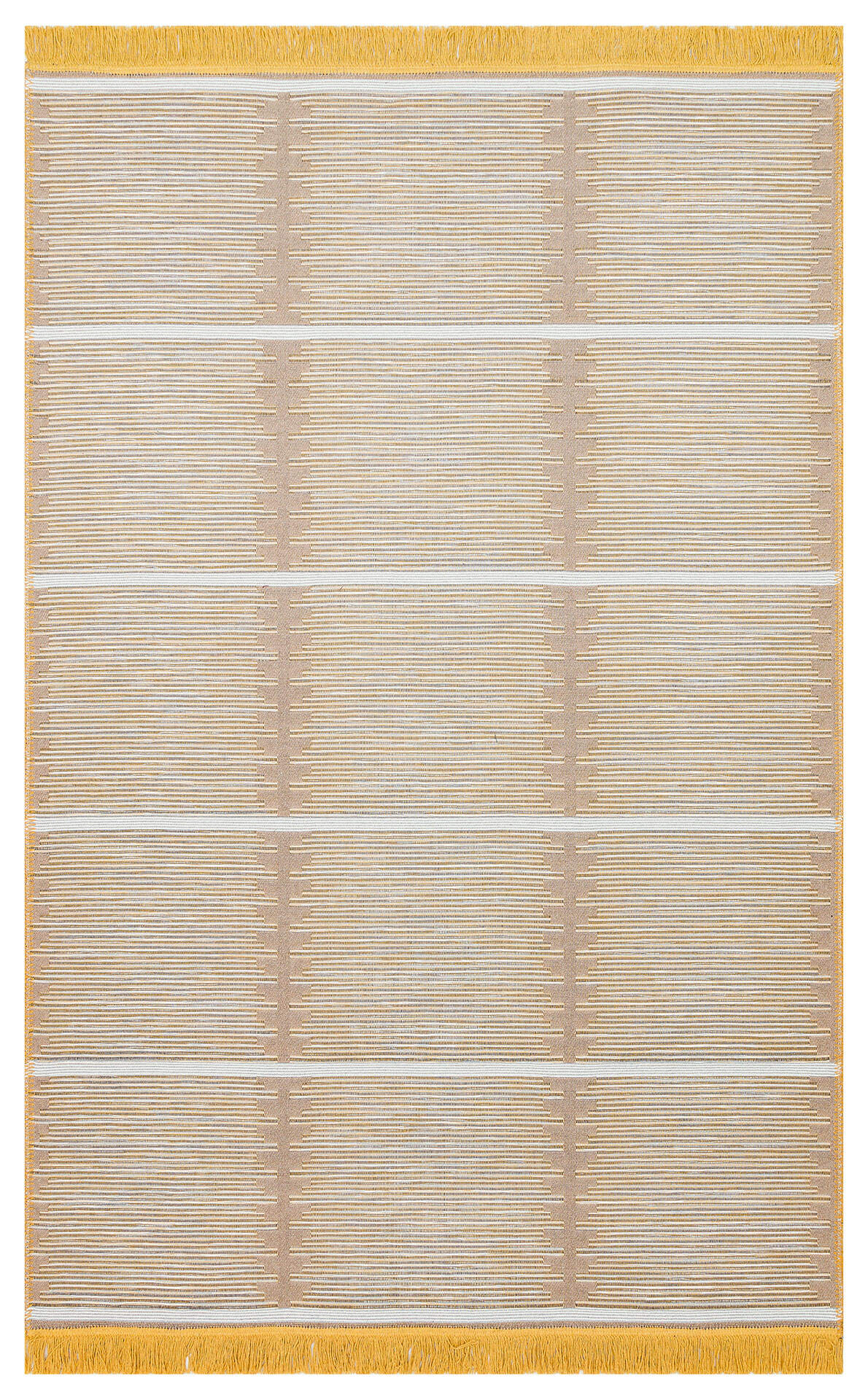 ARC 01 WHITE YELLOW  - ARYA CRAFT - Hav Toz Vermez Yıkanabilir Modern Desenli Dokuma Kilim