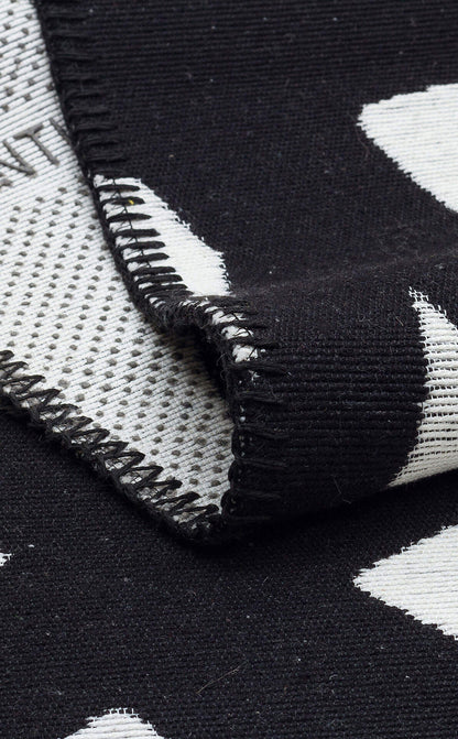 Arya Neo ARN 05 Beyaz Siyah - Yıkanabilir Çift Taraflı Modern Dokuma Kilim