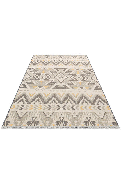 PNM 05 GREY YELLOW  - PANAMA - Natural Yıkanabilir Kaymaz Tabanlı Tok Dokuma Kilim