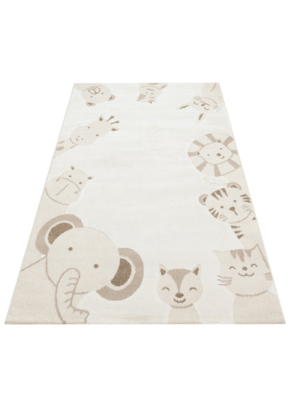Bambino 04 Krem Bej Pastel Renkli Hav ve Toz Vermeyen Çocuk Halısı