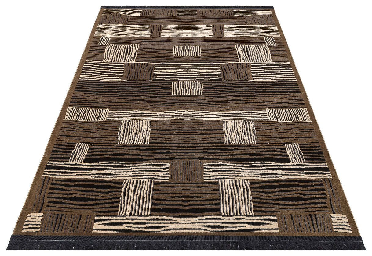 ST 16 BLACK VIZON XW  - SATEEN - Hav Toz Vermez Yıkanabilir Kaymaz İnce Dokuma Modern Halı 
