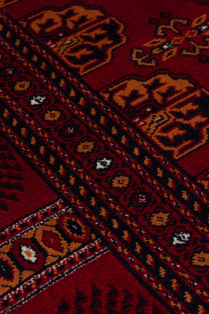 Herat Her 03 Kırmızı - Nostaljik Afgan Desenli İnce Viskon Makine Halısı Kaymaz Tabanlı Sık Dokuma