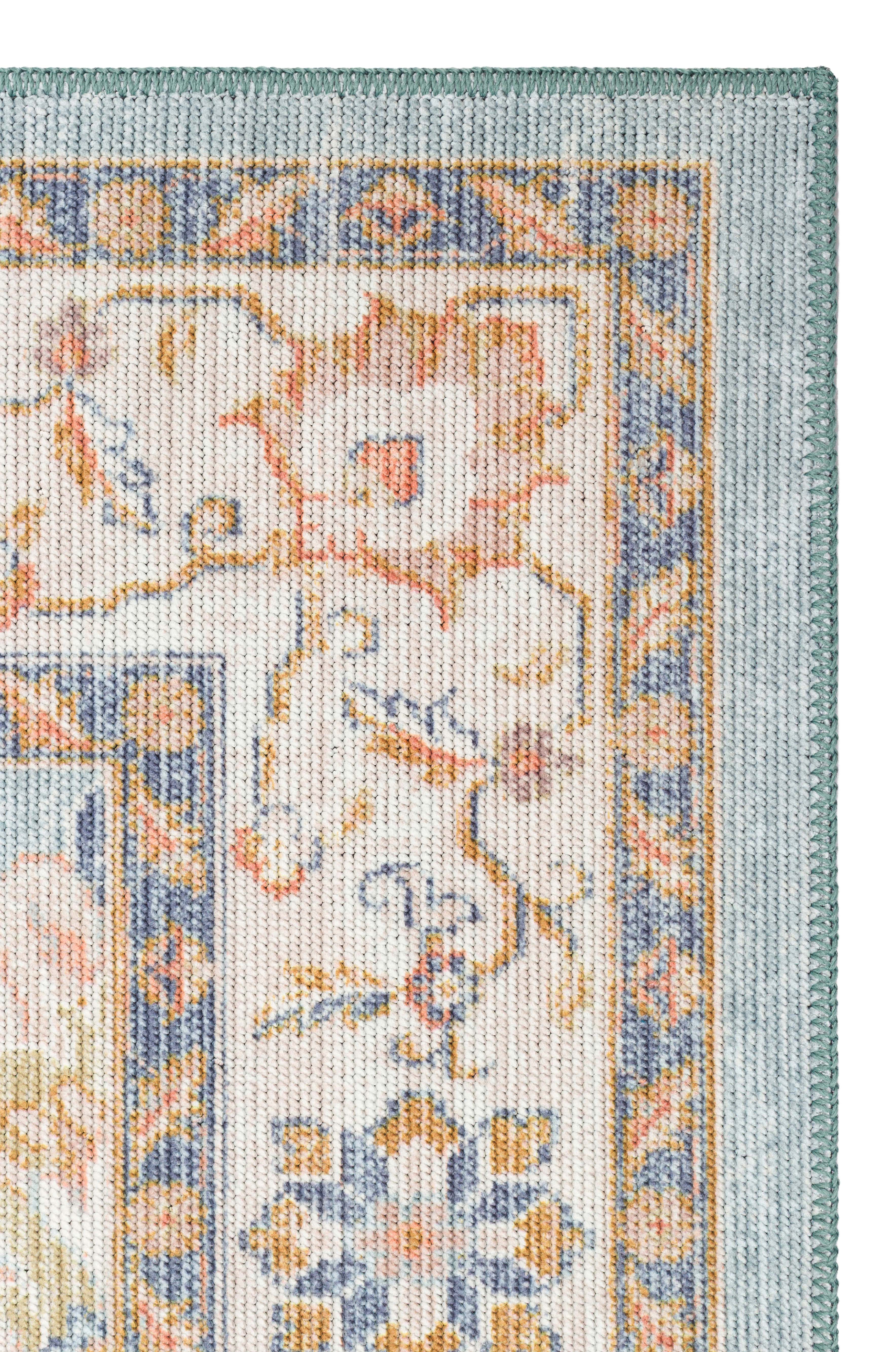 Elista Vintage ELS 203 Blue Bej Vintage Bukle Dokuma Yumuşak Halı Kaymaz Tabanlı Yıkanabilir İnce Modern Dekoratif Halı