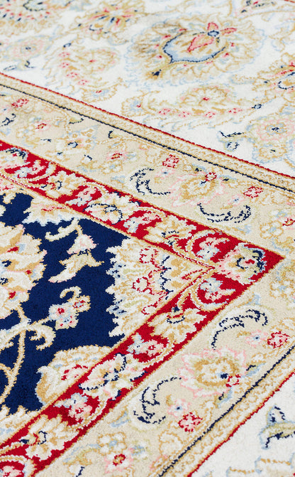 Isfahan Seccade ISF 03 Navy Krem - Viskon Klasik Desenli Seccade Sık Dokuma Seccade