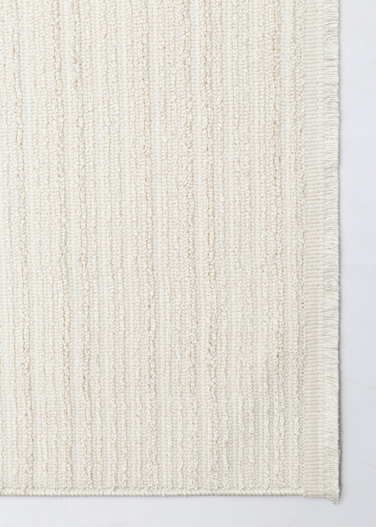 MONO LOOP 03 Beyaz XW Bukleli Sisal Dokuma Yıkanabilir Kaymaz Tabanlı Kolay Temizlenebilir Makine Halısı