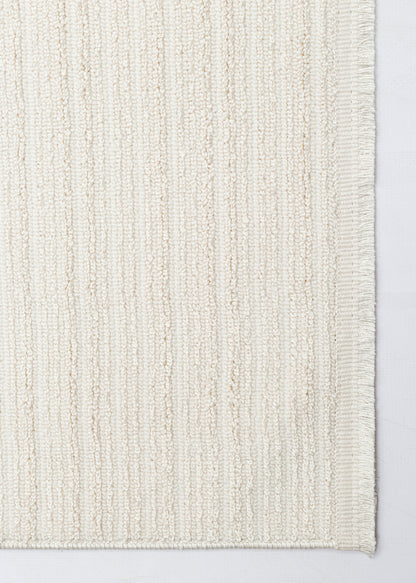 MONO LOOP 03 Beyaz XW Bukleli Sisal Dokuma Yıkanabilir Kaymaz Tabanlı Kolay Temizlenebilir Makine Halısı