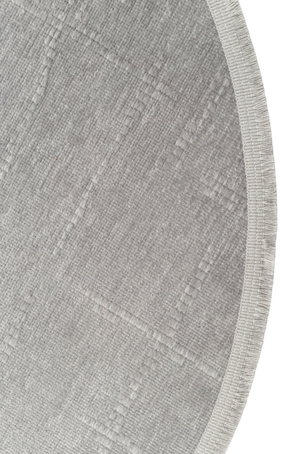 Liza 02 Gri Q  - Yumuşak Tuşeli Çamaşır Makinesinde Yıkanabilen Kaymaz Tabanlı Kilim
