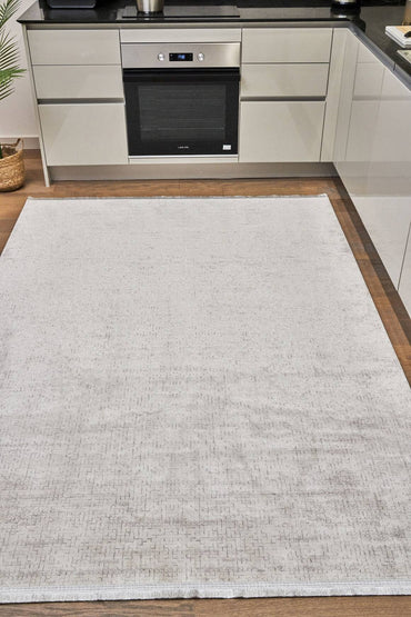 Riena 1181 Gri - Akrilik Polyester Halı | Kaymaz Tabanlı Dekoratif Halı