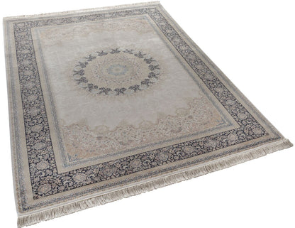 Vendome Palace 5471 Lacivert Krem - Viskon Bambu Halı | Dokuma Salon Halısı