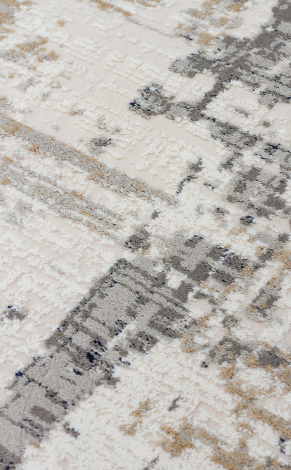 Padona PDN 07 Krem Bej - Extra Yumuşak Dokulu Sık Dokuma Modern Eskitme Desenli Halı