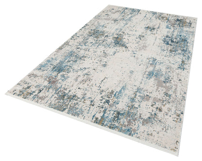 FS 02 BEIGE BLUE V1  - FRESCO - Yüksek Alçak Dokulu Özel Işıltılı Yüksek Kaliteli Sık Dokuma Modern Salon Halısı