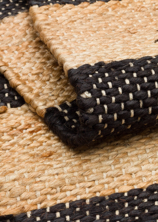 Echo ECH 13 Natural Siyah XW - Doğal Jüt İpliğinden El Dokuma Sisal Görünümlü Kilim