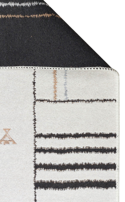 Arya AR 41 Krem Siyah - Yıkanabilir Çift Taraflı Modern Dokuma Kilim