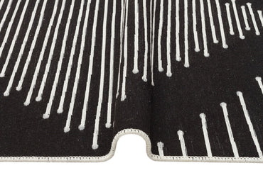 Arya AR 15 Siyah - Yıkanabilir Çift Taraflı Modern Dokuma Kilim