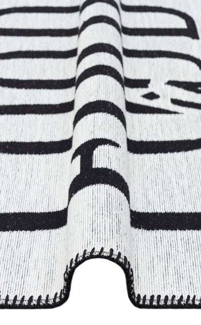 Arya Neo ARN 01 Beyaz Siyah - Yıkanabilir Çift Taraflı Modern Dokuma Kilim