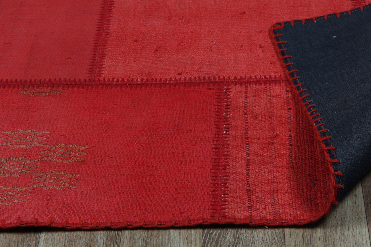 ALC 01 RED  - ALACATI - Geleneksel Kendir Patchwork Kilim