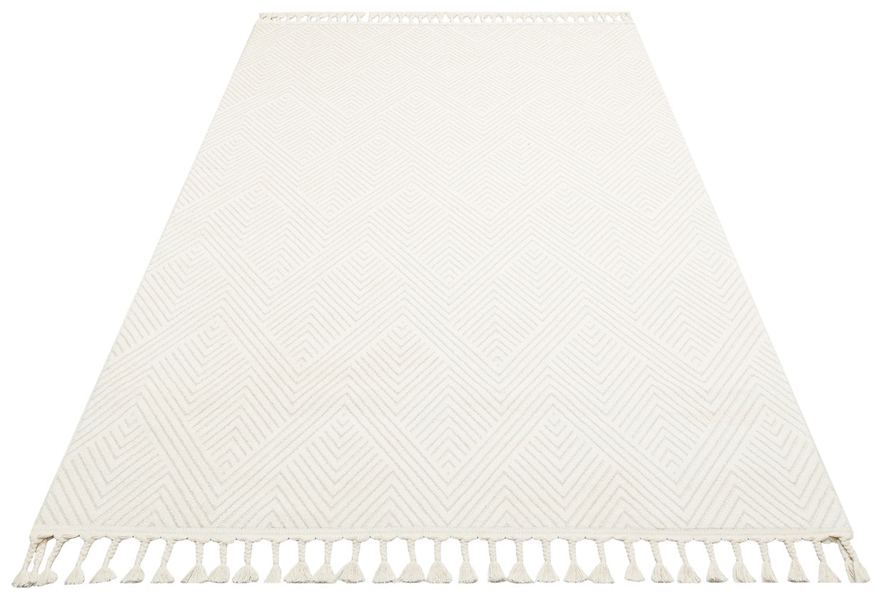 URB 01 WHITE  - URBAN - Etnik Desenlere Sahip Hav Toz Vermez Yumuşak Dokulu Modern Halı