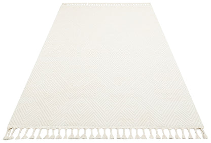 URB 01 WHITE  - URBAN - Etnik Desenlere Sahip Hav Toz Vermez Yumuşak Dokulu Modern Halı