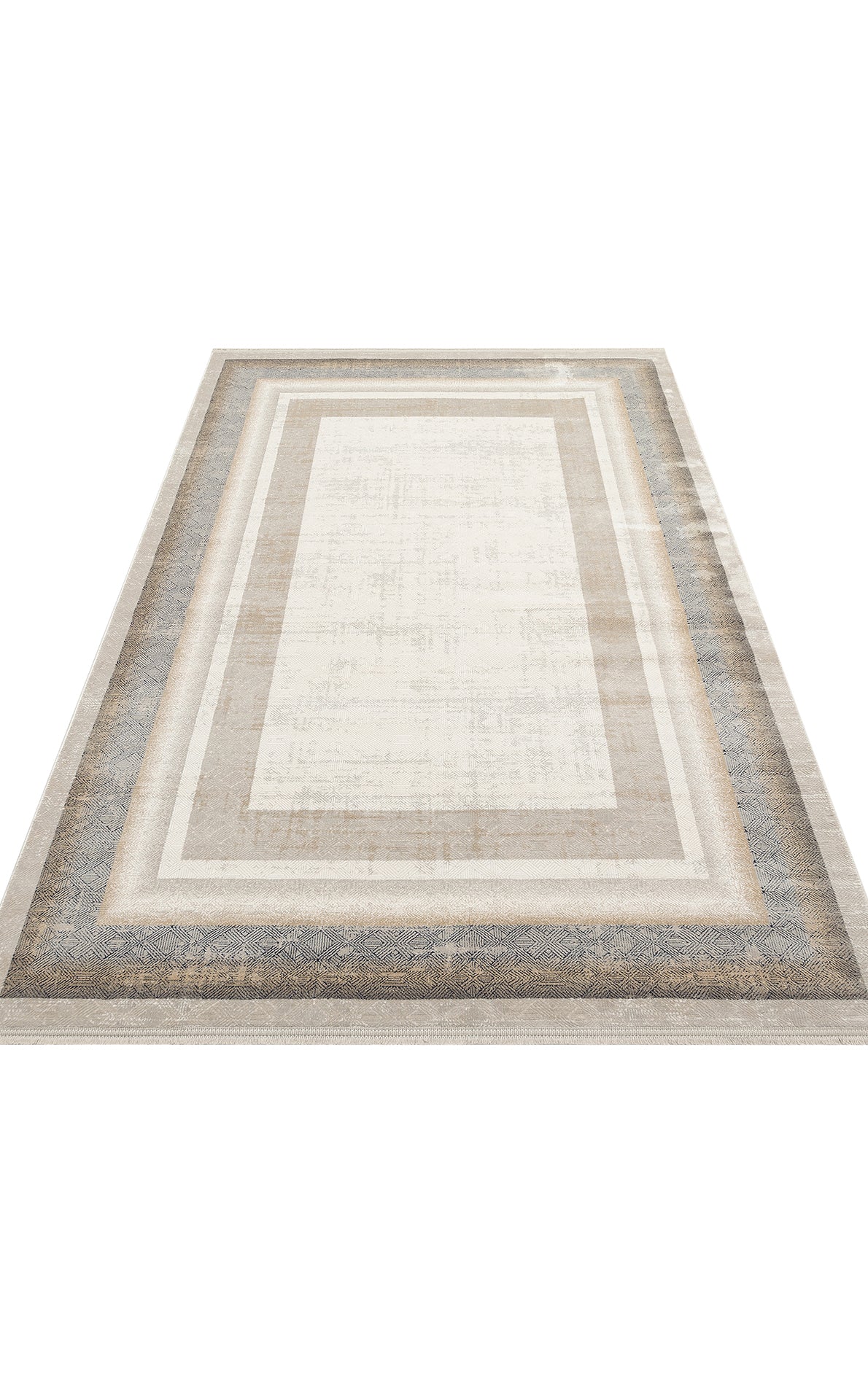 Padona PDN 08 Krem Gri - Extra Yumuşak Dokulu Sık Dokuma Modern Eskitme Desenli Halı
