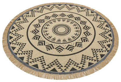 BRK 08 BLACK  - BROOKLYN - Hasır Görünümlü Kaymaz Renkli Dokuma Modern Kilim
