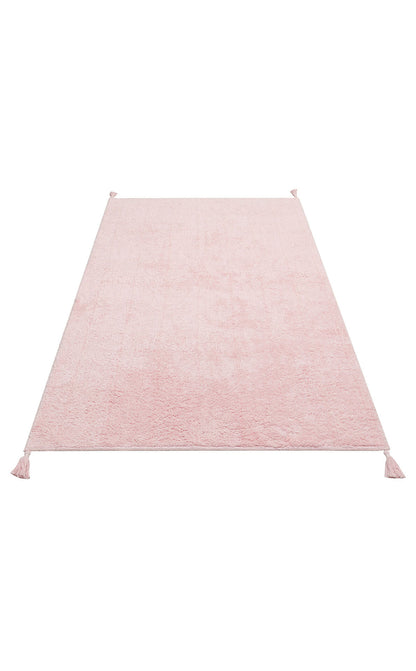 Cotton Boon CBN Plain Pembe - Yıkanabilir Kaymaz Naturel Pamuk Bebek Halısı