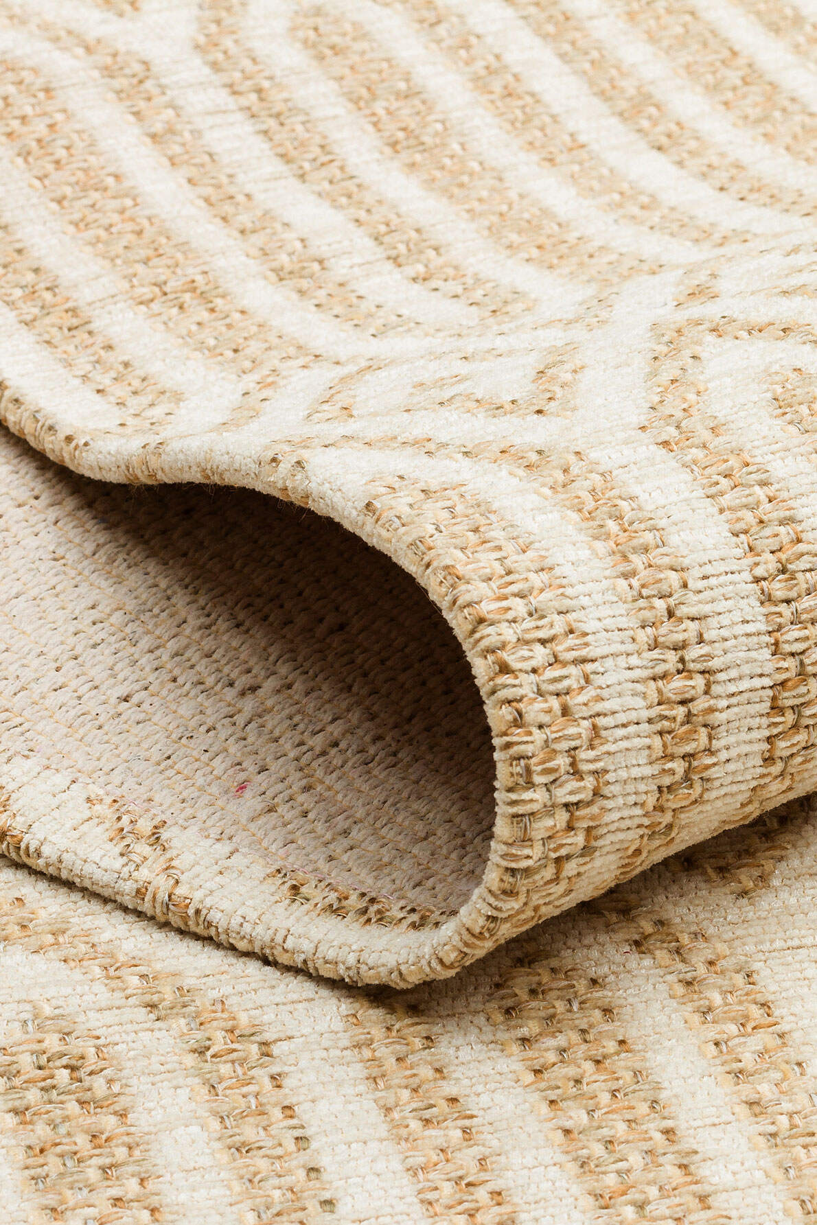 BRK 10 NATURAL IVORY  - BROOKLYN - Hasır Görünümlü Kaymaz Renkli Dokuma Modern Kilim