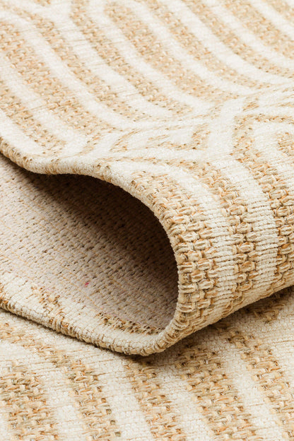 BRK 10 NATURAL IVORY  - BROOKLYN - Hasır Görünümlü Kaymaz Renkli Dokuma Modern Kilim