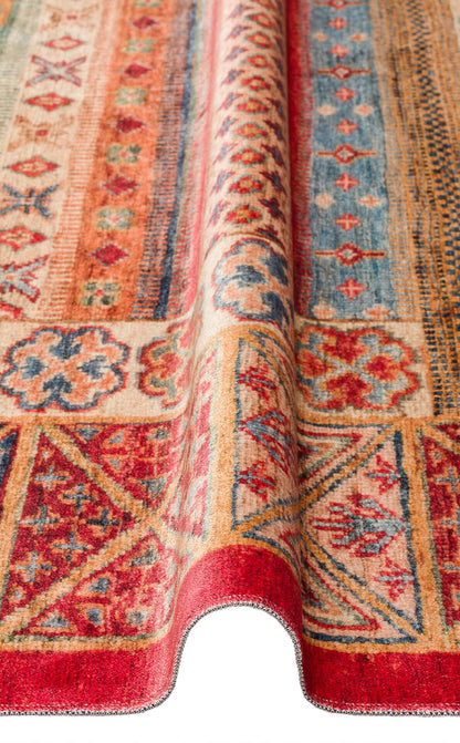 Antıque ATK 04 Çok Renkli - Yıkanabilir Kaymaz Antik Desenli Otantik Kilim