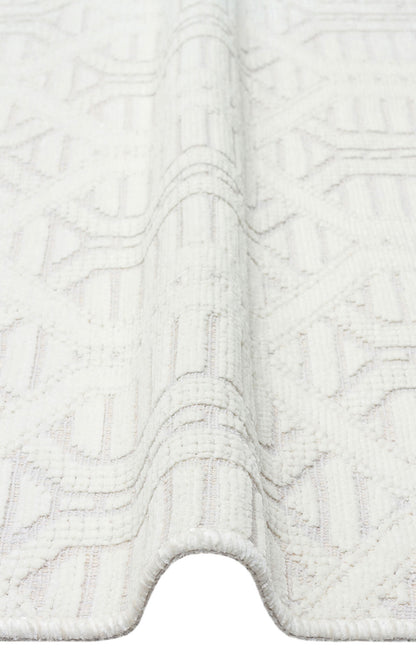 Ada 03 Krem - Yıkanabilir Kaymaz Hav Yapmaz Modern Düz Dokuma Kilim