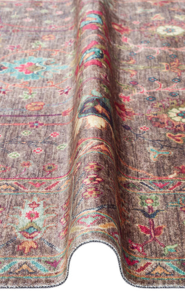 Antique ATK 10 Çok Renkli - Yıkanabilir Kaymaz Antik Desenli Otantik Kilim